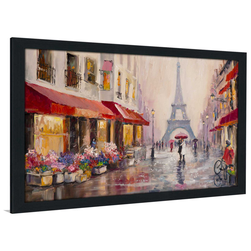 «Paris France», reproduction encadrée, H 27,5 po x l 39,5 po x P 0,75 po, Cadre espresso
