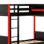 Lit superposé en L avec lit mezzanine, bureau intégré, tablettes et DEL