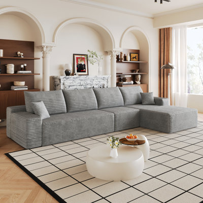 135" Modular Corduroy Sectional Sofa with Chaise