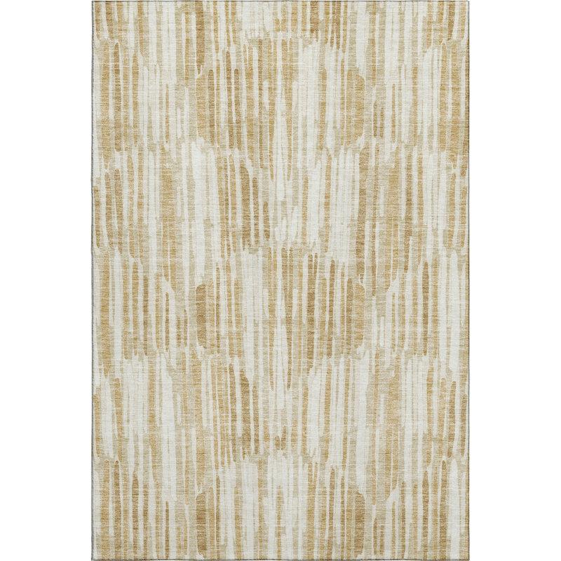Premium Machine Washable Tweedy Gold Rug, Rectangle 8' x 10'