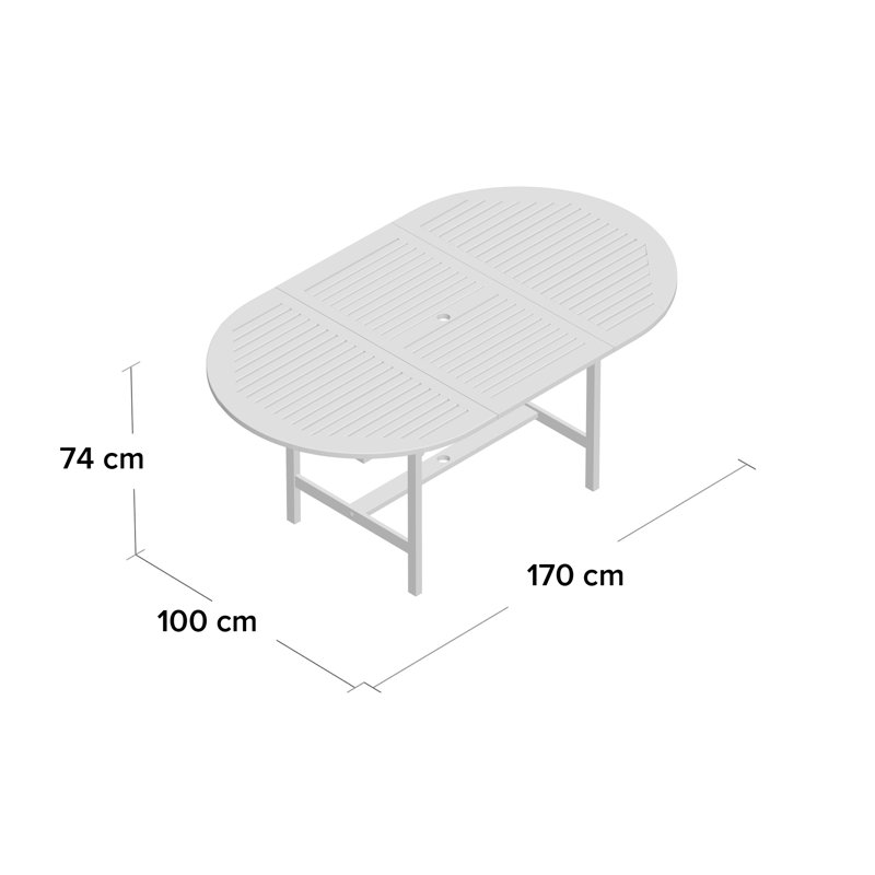 Adalmiina Oval Wood Extendable Outdoor Dining Table , 170cm cm W 100cm cm D
