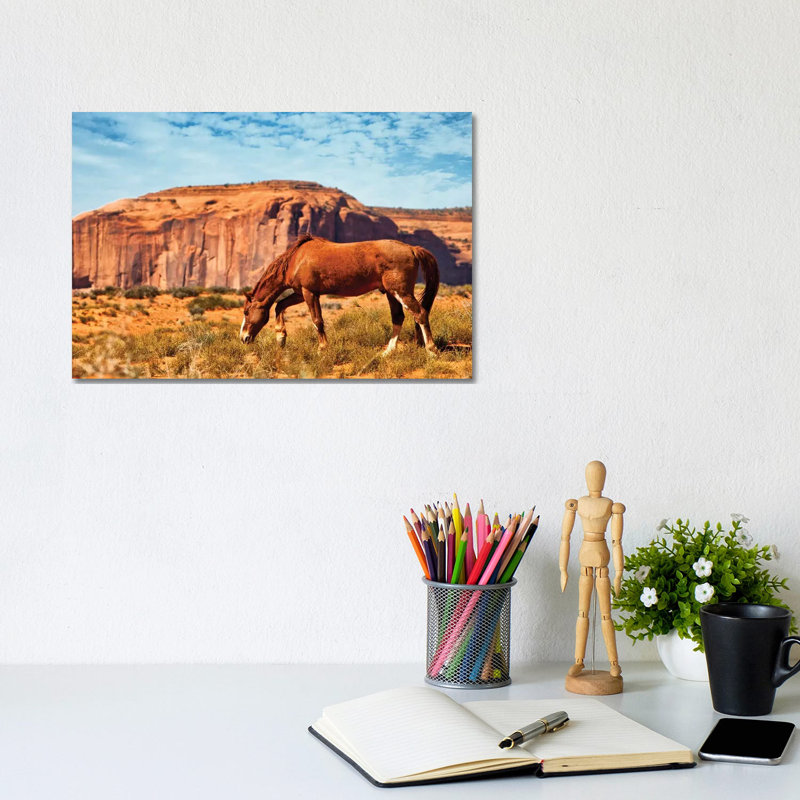 Horse In Utah Desert 1 Piece Wall Art on Canvas, 20.32 cm H x 30.48 cm W, Canvas