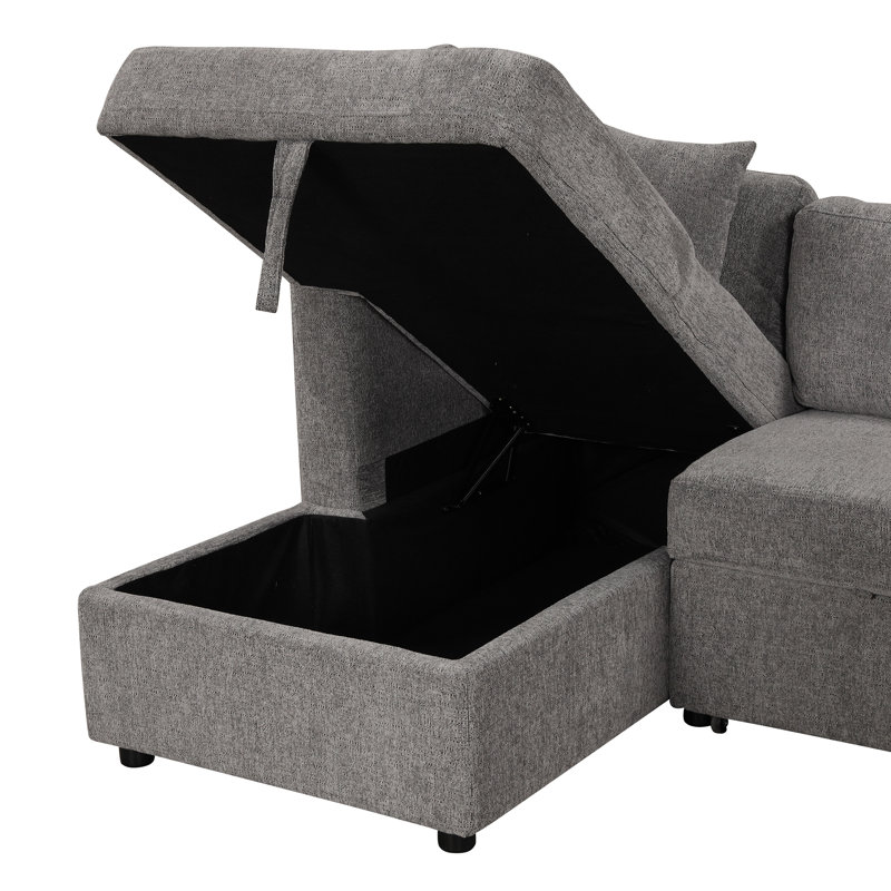 Canapé modulaire 6 pièces Makelah, Gris chenille