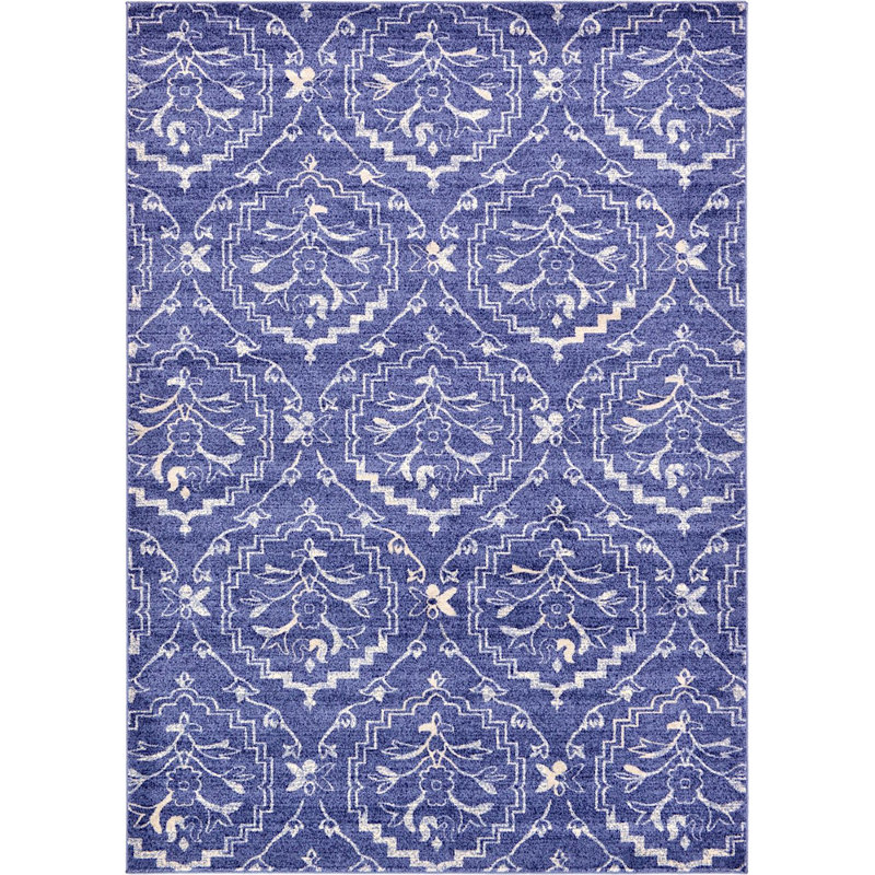 Tapis jacquard à motif géométrique lagon, Rectangle 7 pi x 10 pi