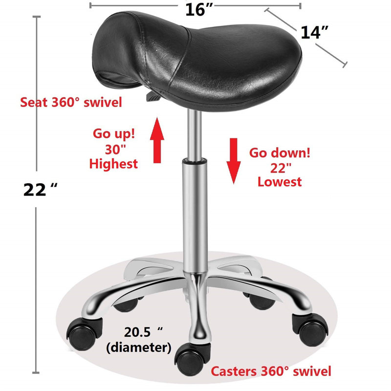 Maceus Adjustable Height Ergonomic Industrial Stool, Black