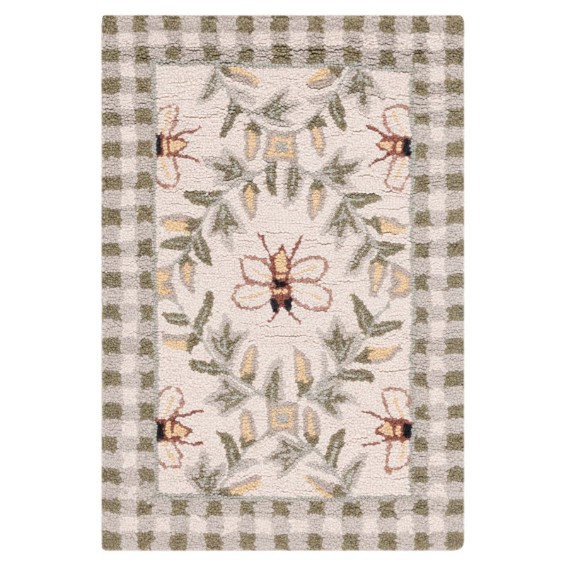 Elara Floral Handmade Wool Area Rug, Rectangle 1'8" x 2'6"