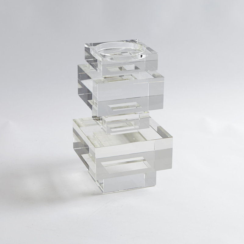 Transitional Geometric Crystal Pillar Candlestick Holder