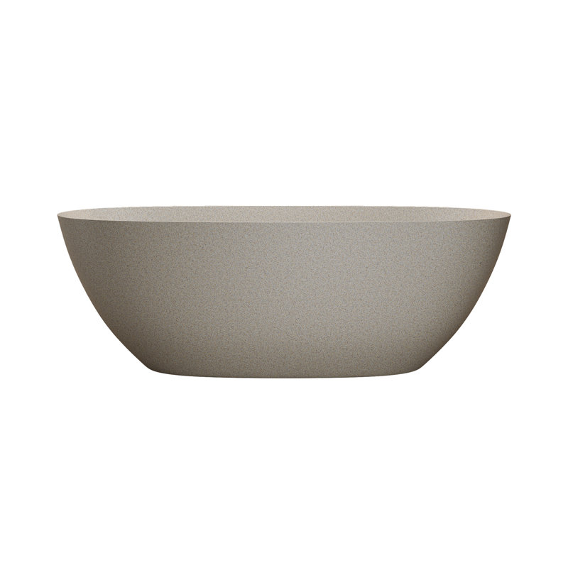 57 - Inch Freestanding Orange Soaking Bathtub With Solid Surface Resin Stone, Tough And Strong, Stain , Excellent Insulation Of Non Porous, Smooth Finish, Relaxing Bath Experience