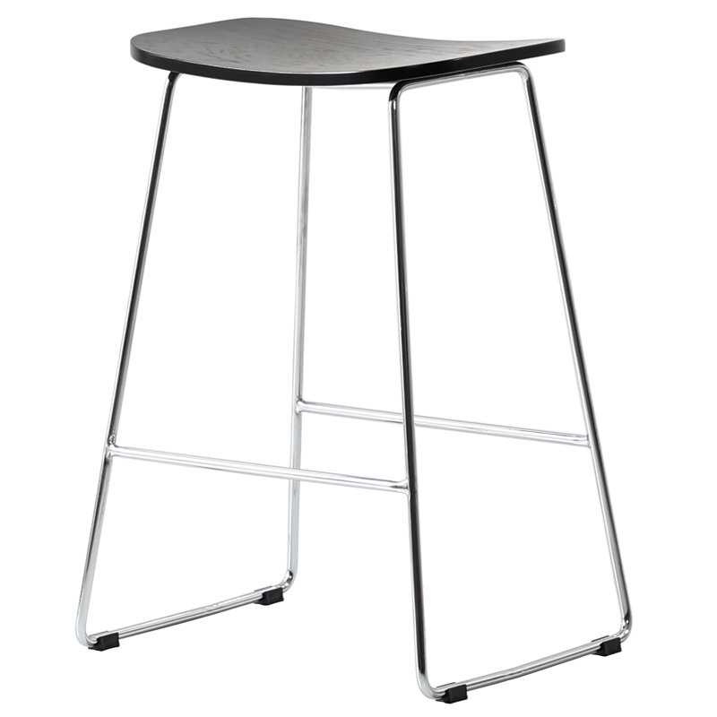 Dunkerton 26" Wood Bar Stool in Chrome Base, Black