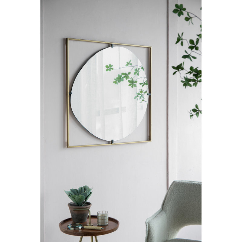 Miroir coquelicot 32 po x 1 po x 32 po en métal doré élégant