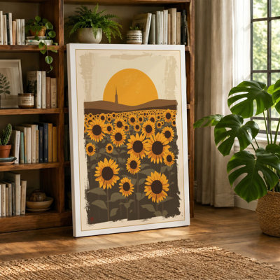 Sunflowers at Dusk Botanical - Wrapped Canvas