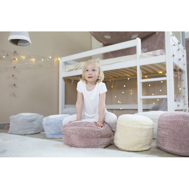 Natural Round Braided Pouf with Removable Washable Cover