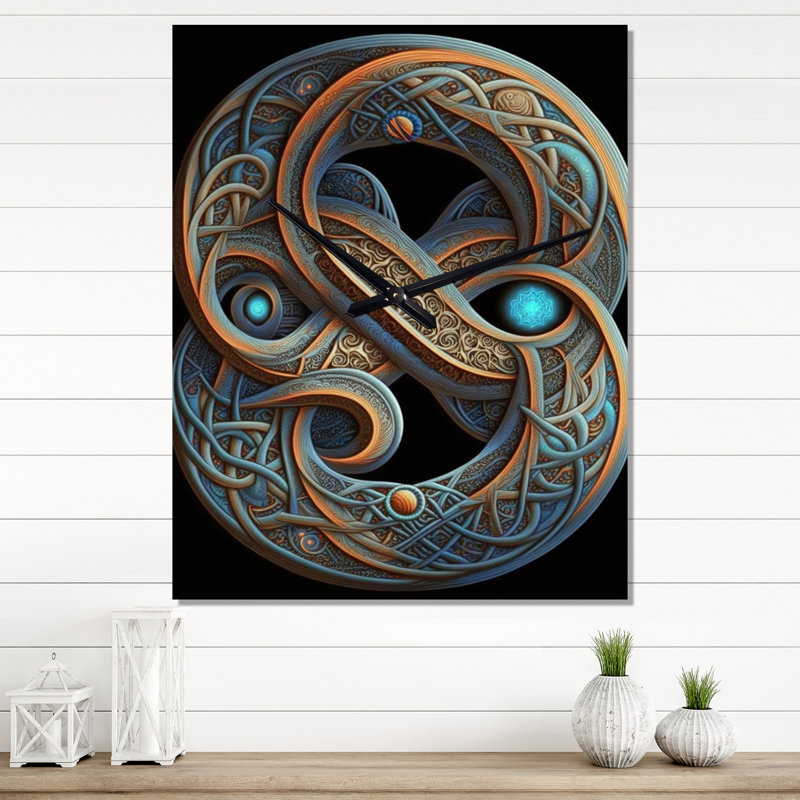 Abstract Infinity Lemniscate In Retro Colours - Modern Geometric Wall Clock Oversized, 32" H x 24" W x 1" D
