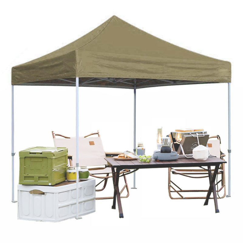 Amaziyah 96 Ft. W x 96 Ft. D Steel Pop-Up Canopy, Khaki, 8ft x 8ft