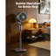 Ventilateur sur pied de 23 cm (9 pouces), oscillant à 80°, avec moteur CC silencieux, 9 vitesses et 4 modes intelligents, minuterie 24 h, télécommande, hauteur réglable, chambre, salon, gris argenté-125400527