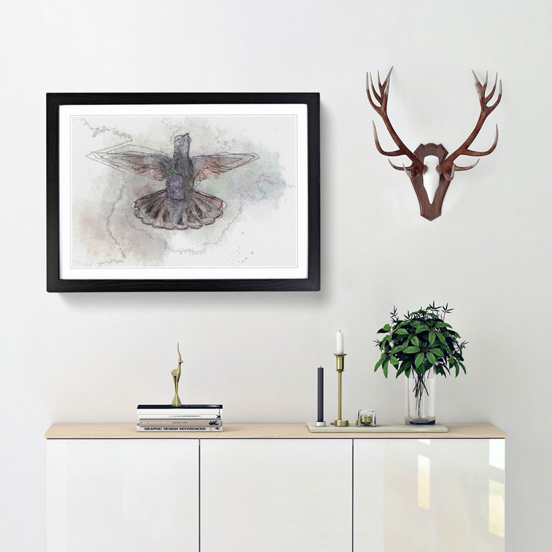 Wings of a Hummingbird in Abstract - Framed Print, Black, 35cm H x 50cm W x 2cm D