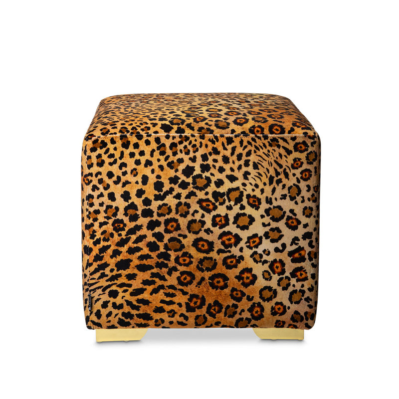 Cube Ottoman - Safari Spot - Velvet, Gold