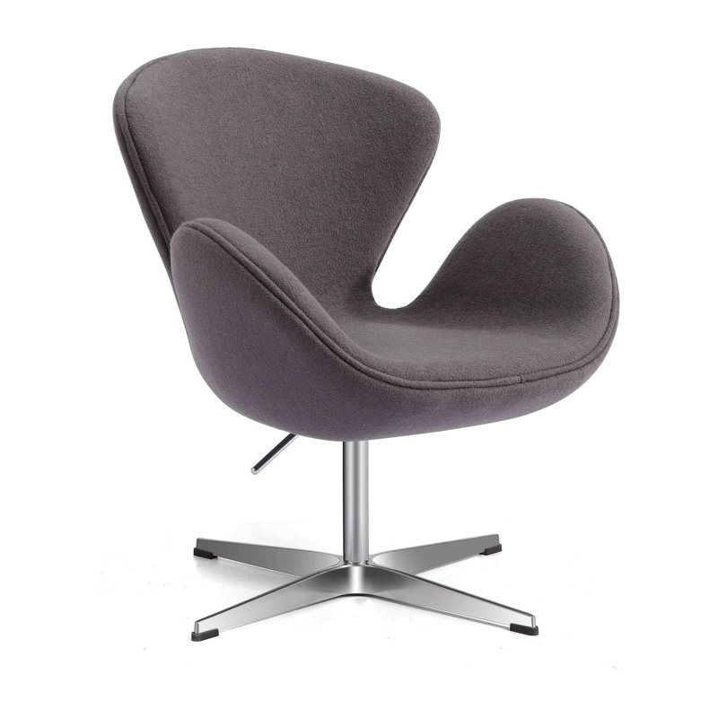 Iasos Upholstered Swivel Office Accent Chair, Dark Gray Wool