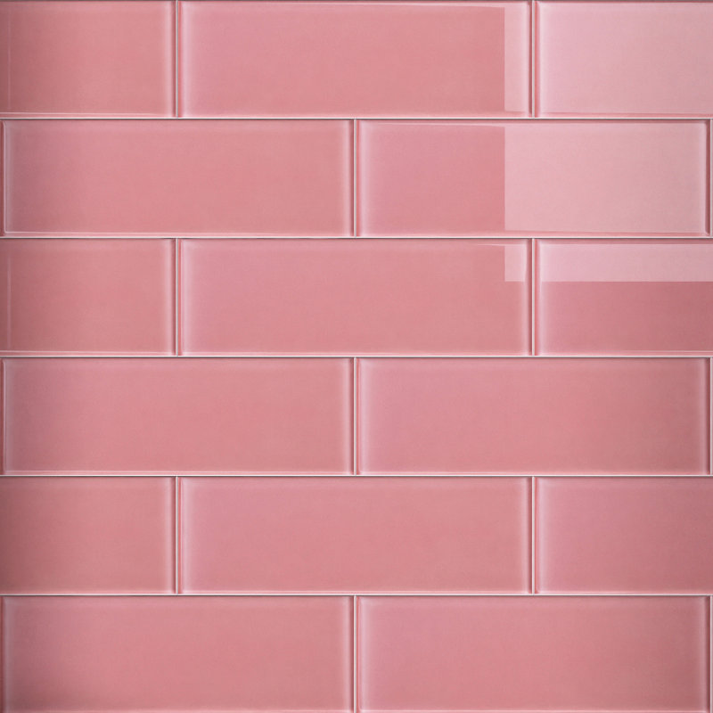 Supreme Tile Crystile 4" x 12" Glass Mosaic Subway Tile, Pink