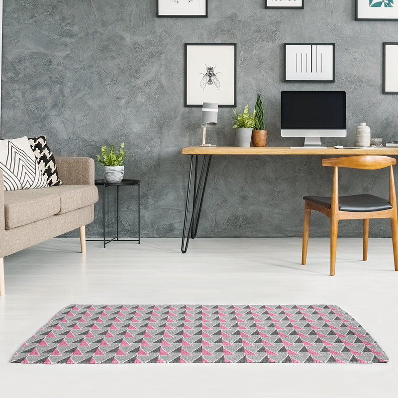 Tapis de couleur rose/rose/gris shifted arrows, Rectangle 8 pi x 10 pi