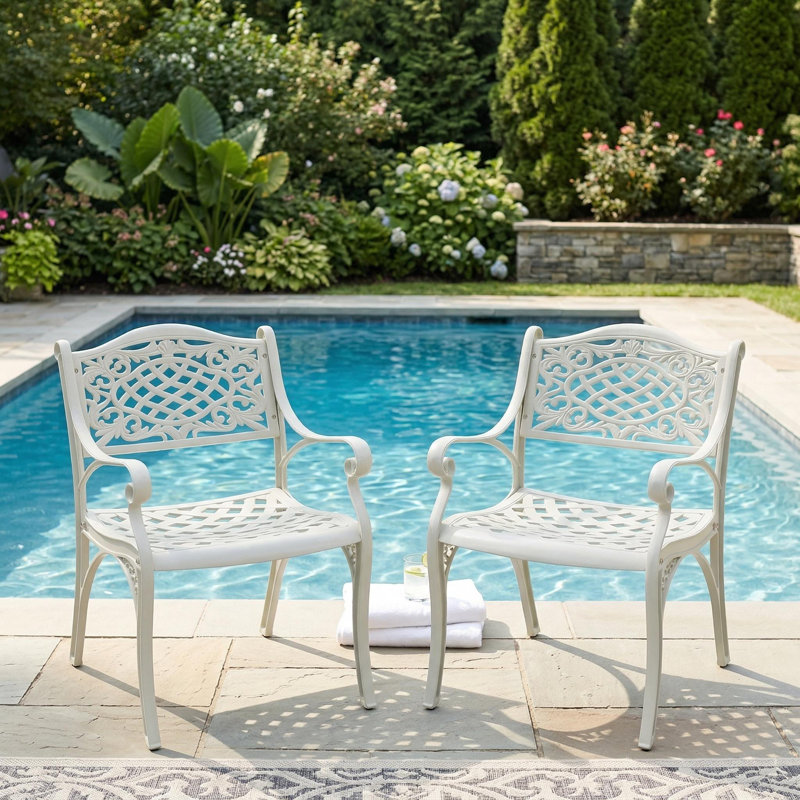 Chaise d'extérieur pour l'extérieur en fonte d'aluminium, Blanc