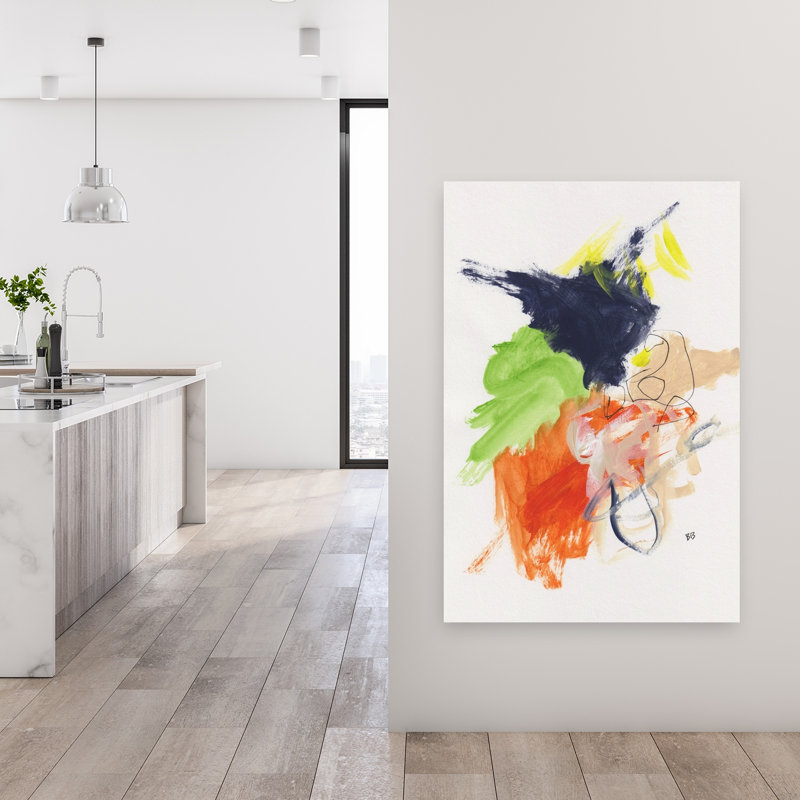 «Vibrant Abstract Gestures», art abstrait coloré et audacieux, 48" H x 32" W