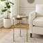 Chic Travertine Top Accent End Table With Slim Frame - Stylish Side Table And Narrow End Table For Home And Work Office - Living Room End Tables For Everyday Durability And Function - 22", White/Gold