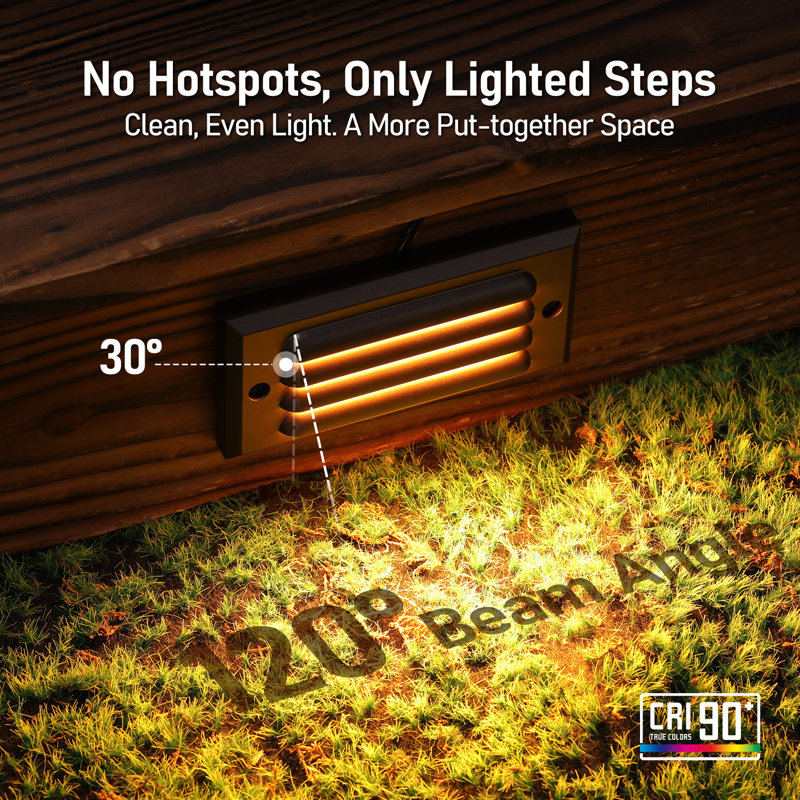 5W Low Voltage 5Cct Louvered Led Step Lights, Horizontal Surface Mount Deck Light, Oil Rubbed Bronze