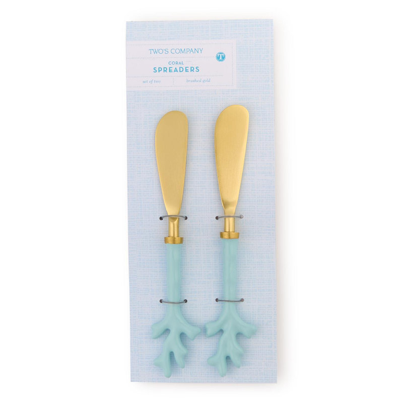 Ensemble de 2 épandeurs décoratifs en acier inoxydable Seafoam Coral L 7 po