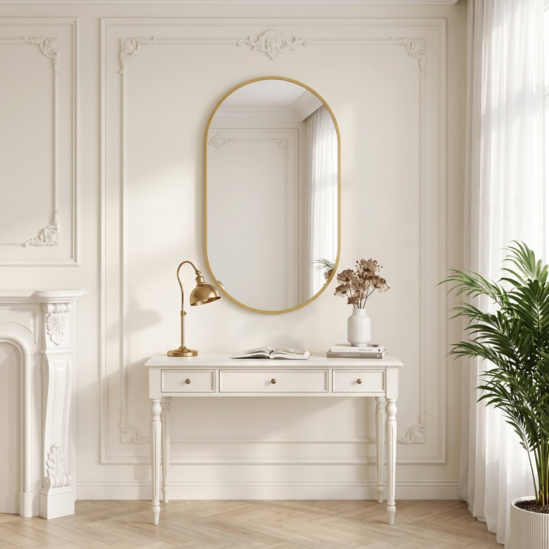 Glass D-Shaped Wall Full Length Mirror