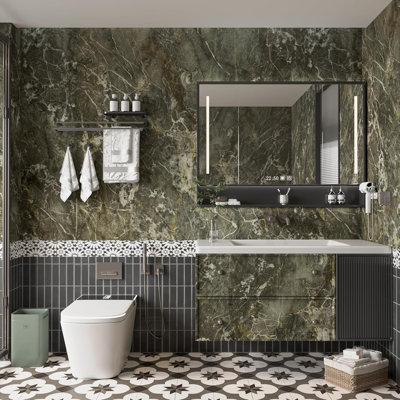 Extra Wide Marble Contact Paper For Countertops And Walls - Glossy Waterproof Peel And Stick Vinyl Wrap - Easy Installation And Durable PVC