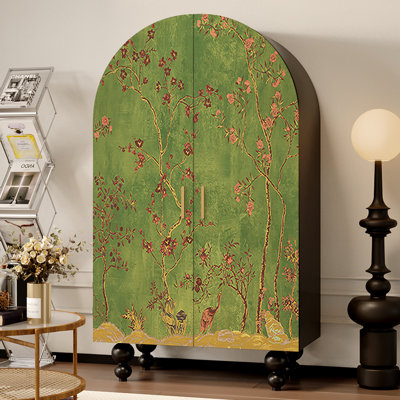 Arched Wardrobe with Clothing Rod &Shelves