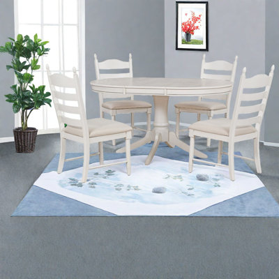 Elegant Extendable Wood Dining Table Set With Upholstered Chairs, Antique White