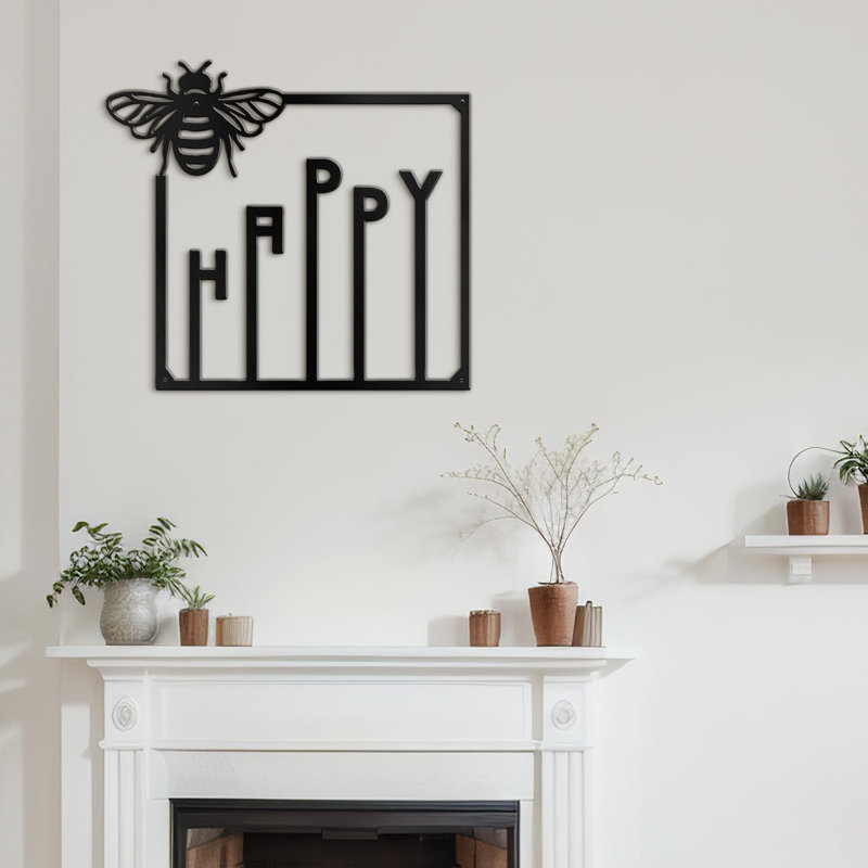 Décoration murale en métal, H 20 po x l 20 po x P 0,05 po, Noir