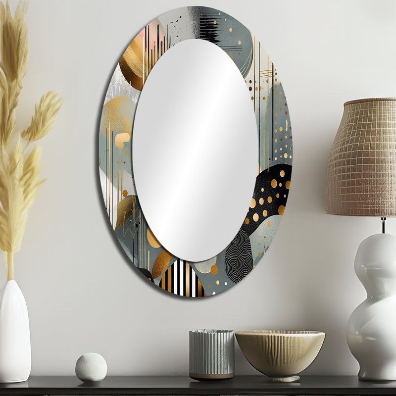 Miroir mural ovale sur fond doux en métal doux V, 36 po x 24 po