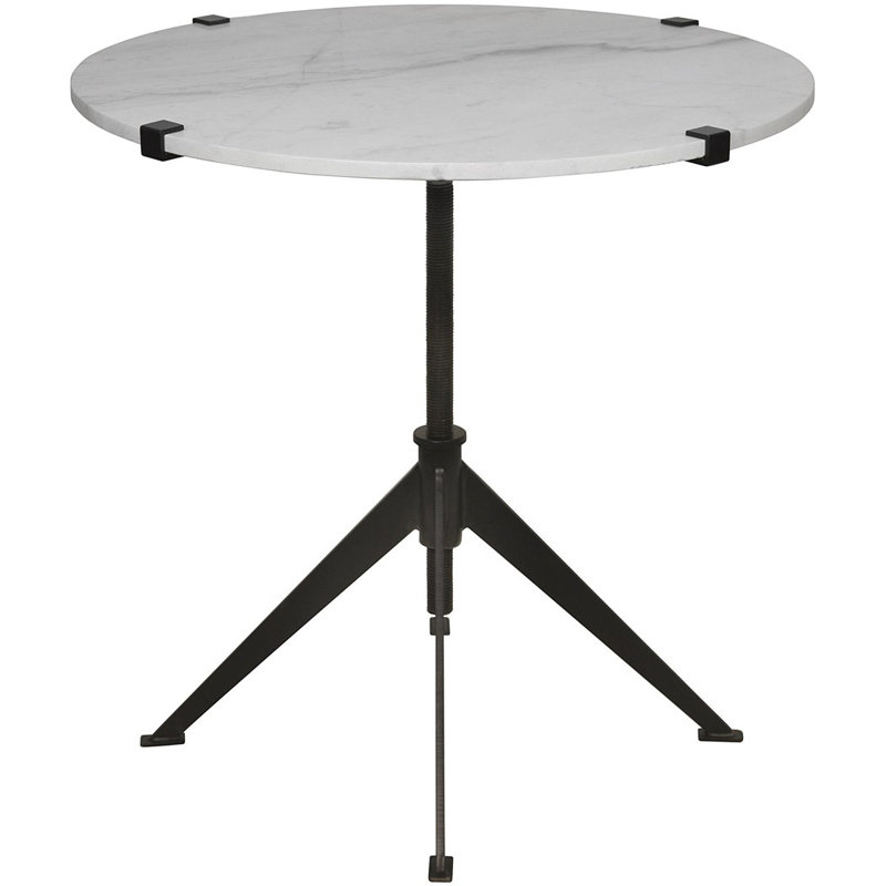Edith Marble Top End Table, Matte Black