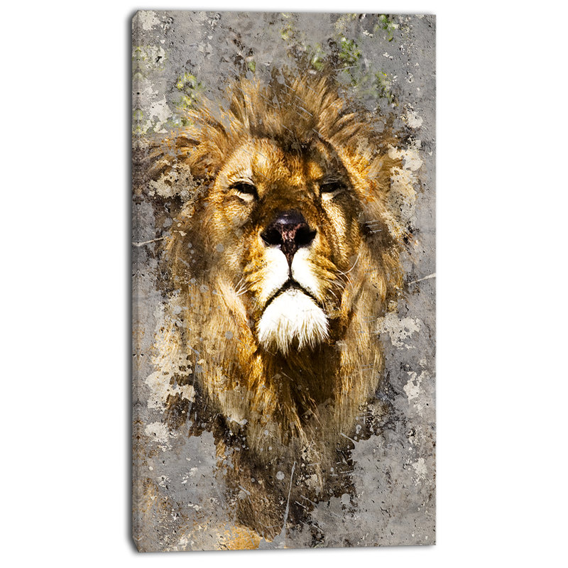 «Lion Head with Textures», impression sur toile, H 40 po x l 20 po x P 1po