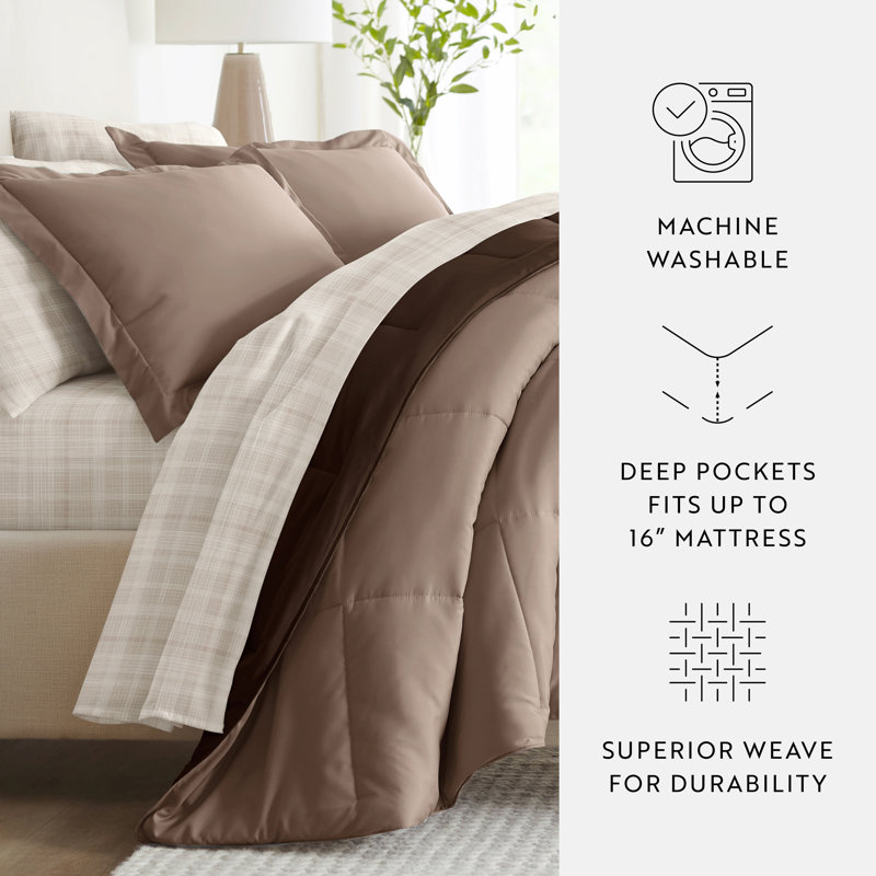 Full Thatch Taupe Chocolate Microfiber Reversible Bed in a Bag Set