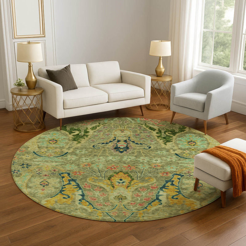 Premium Machine Washable Mayfield AMF1932 Modern Rug, Round 8'