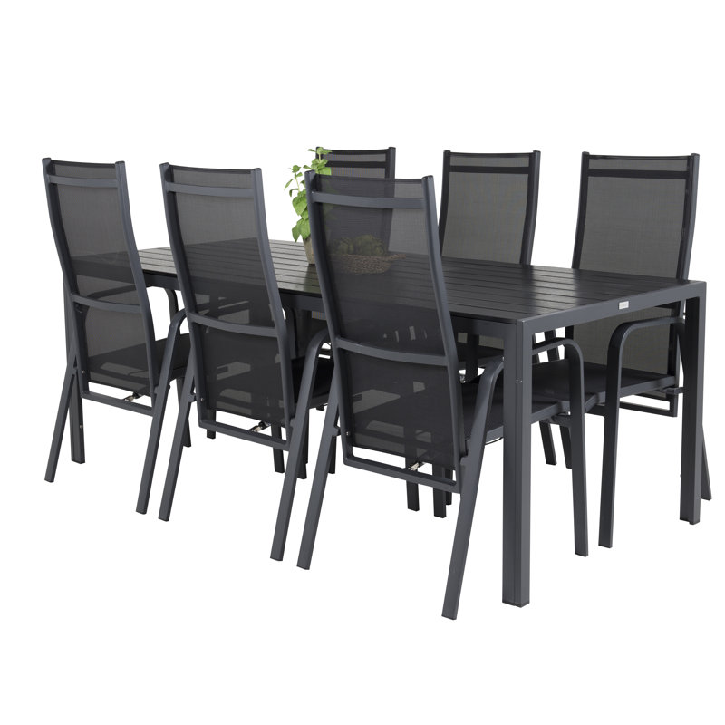 Hiran 6 - Person Patio Dining Set with Rectangular Table