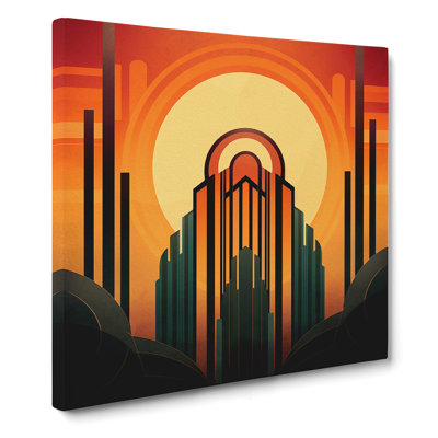Art Deco Sunset Minimalism No.1 - Wrapped Canvas