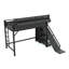 Lit mezzanine simple TG avec glissoire, tablettes de rangement, garde-robe, cadre de lit USB et en métal à DEL, noir-972614506-972614484