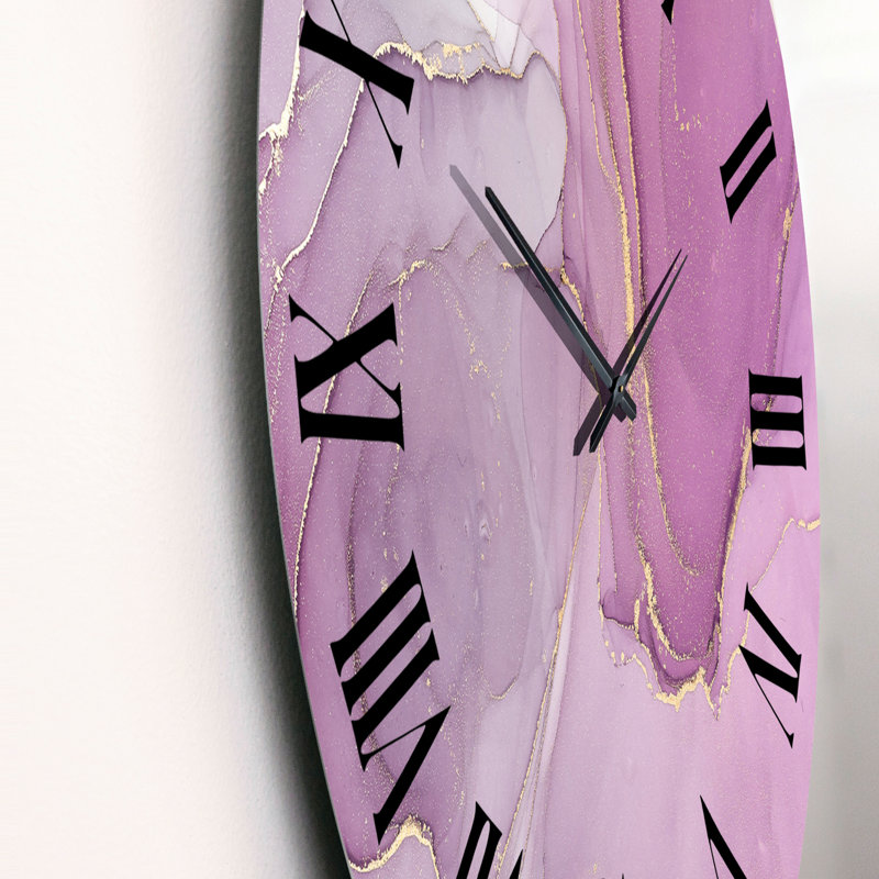 Horloge murale mauve liquide «Waves I», Petit