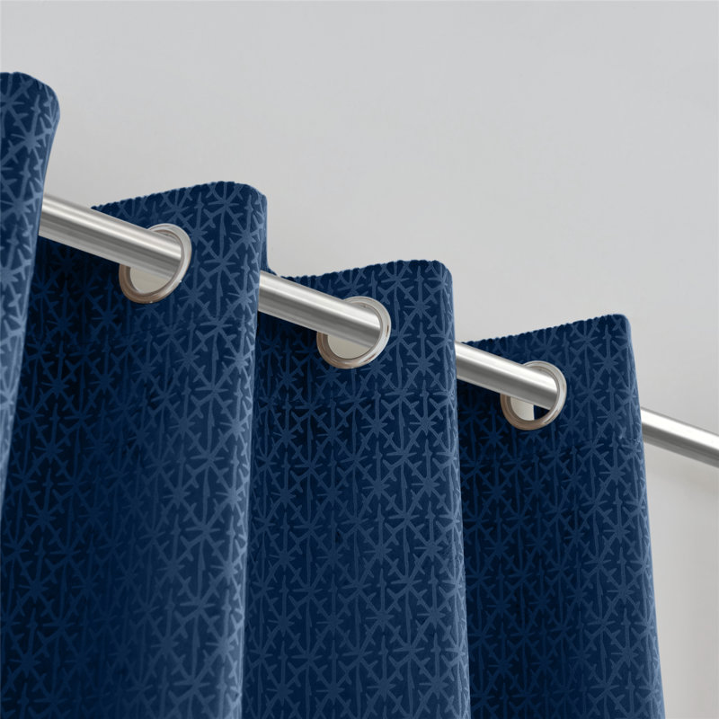 Adwita Temple Blackout Eyelet Curtain Panel Pair, 229" W x 183" L, Navy