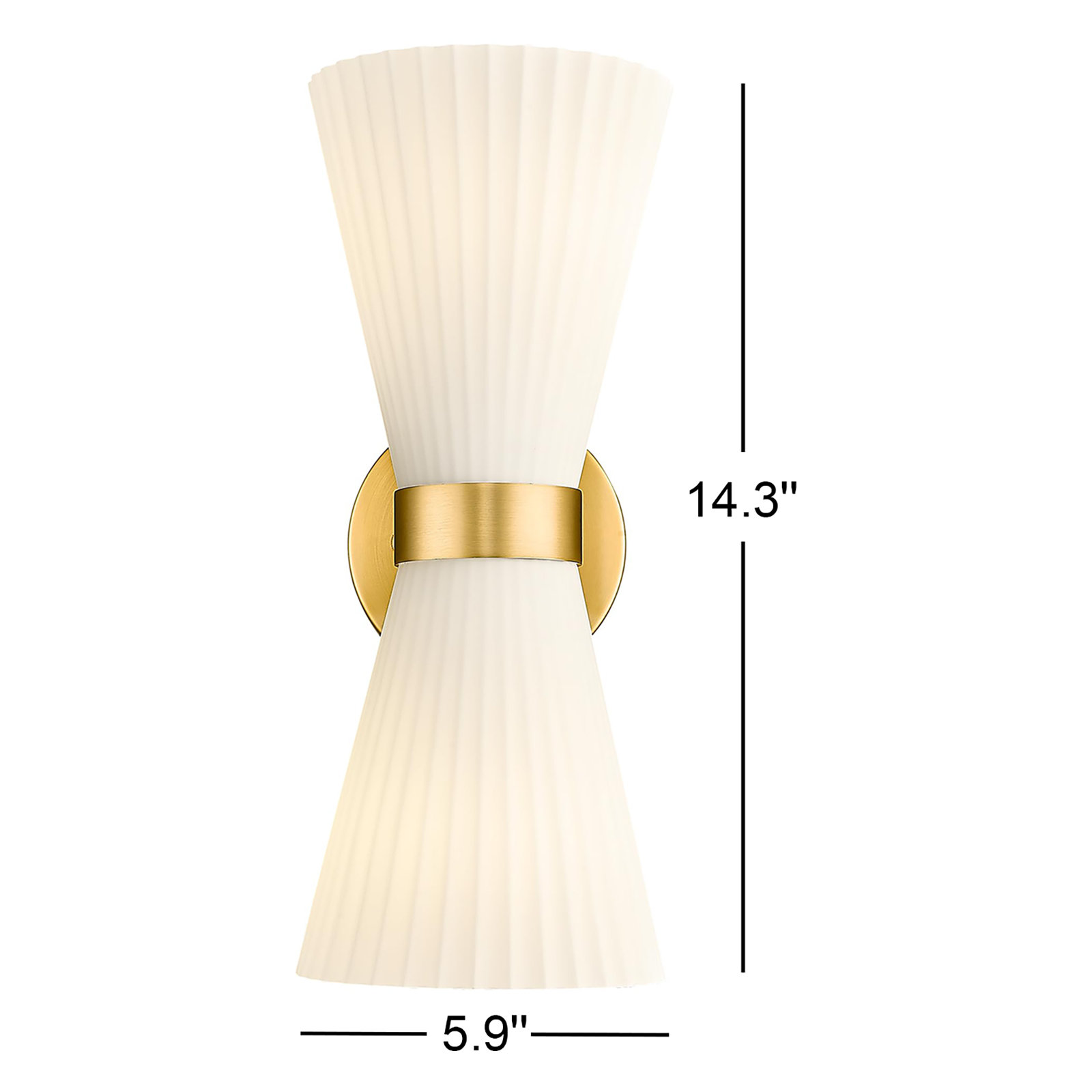 Modo 2 Light Steel Dimmable Armed Sconce, White, Begie, 14.3" H x 5.9" W x 7.3" D