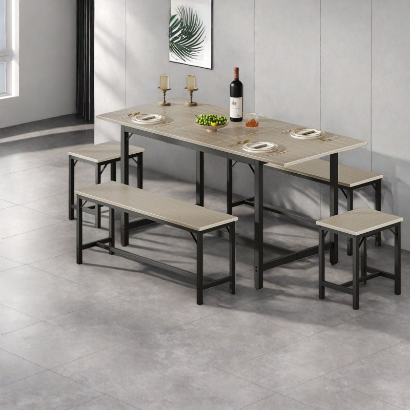 Ensembles de table de salle à manger extensible (doit inclure à la fois la table et la chaise), bois acier
