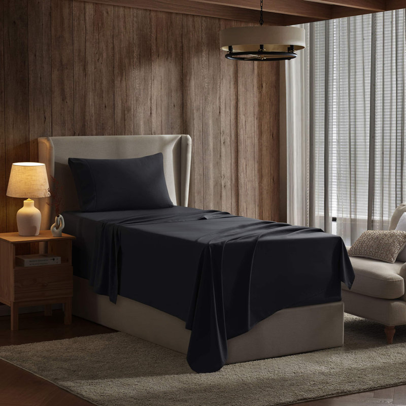 Ensemble de draps ultra doux et respirant Hotel Collection, Noir, Très grand simple
