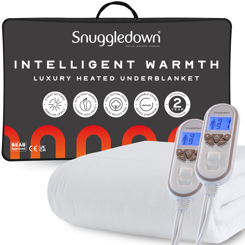 Snuggledown Intelligent Warmth Heated Blanket Topper, 9 Heat Settings Under Blanket, King (5')
