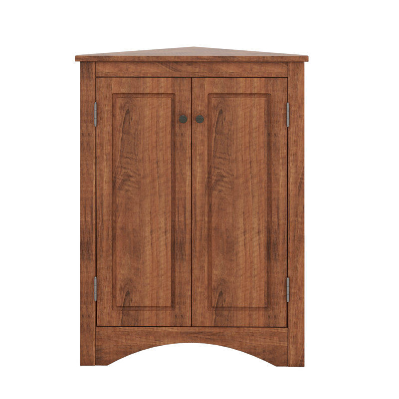 Armoire d'angle triangulaire avec tablettes réglables et portes élégantes, Brun