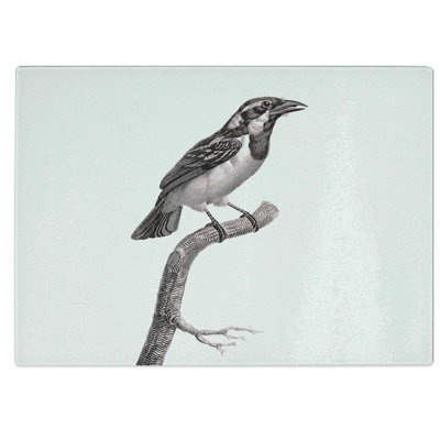 Tempered Glass Black-Throated Sparrow Chopping Board